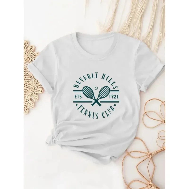 Badminton Wallpaper - Badminton Racket Printed T-shirt Short Sleeved