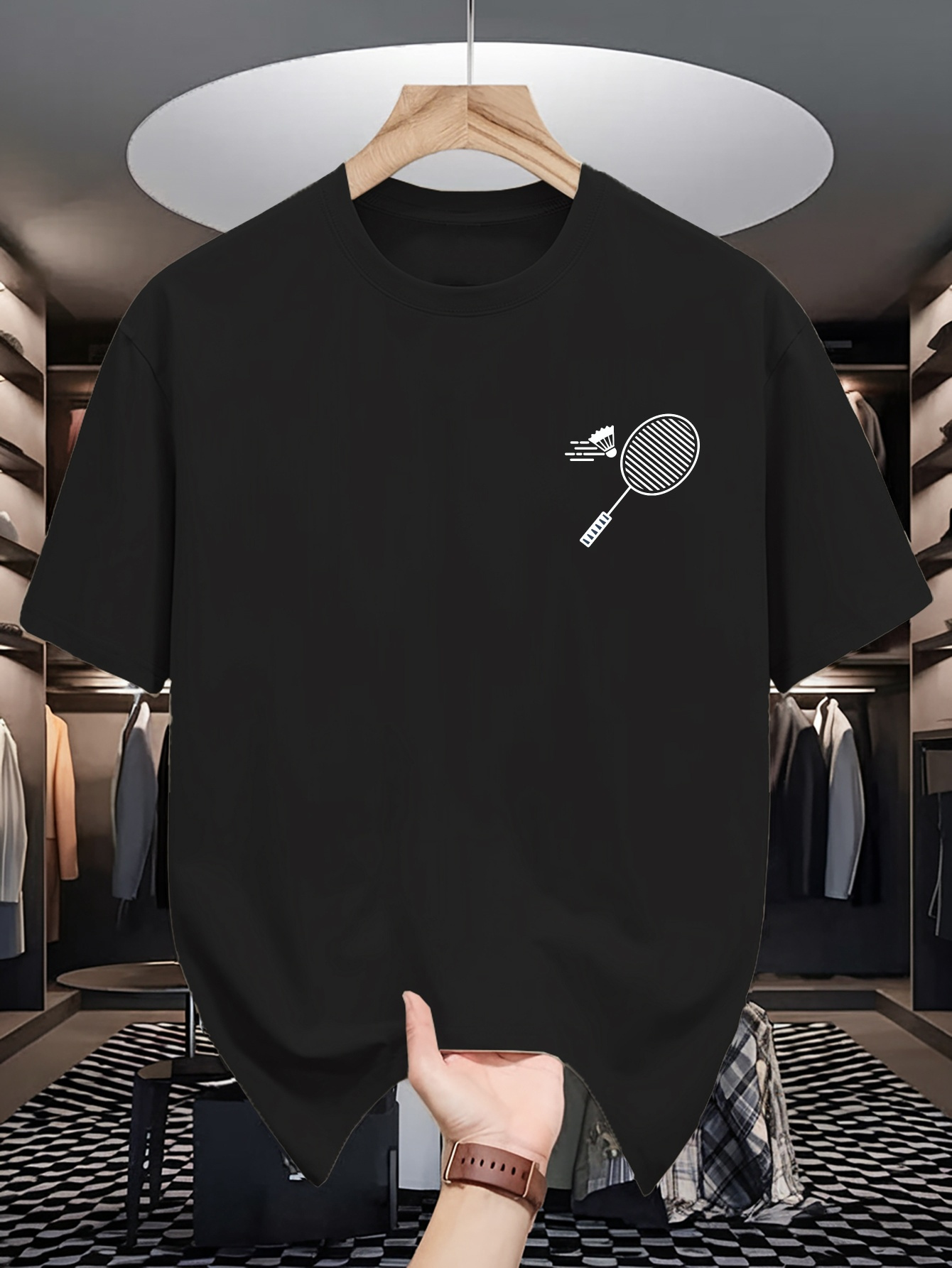 Badminton Wallpaper - Mens Crew Neck T Shirt Minimal